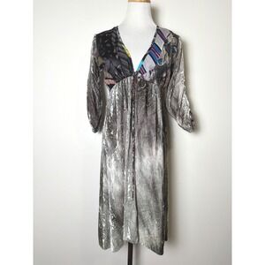 Claudette Patchwork Velvet Midi Dress S Babydoll Boho Indie Sleaze Festival